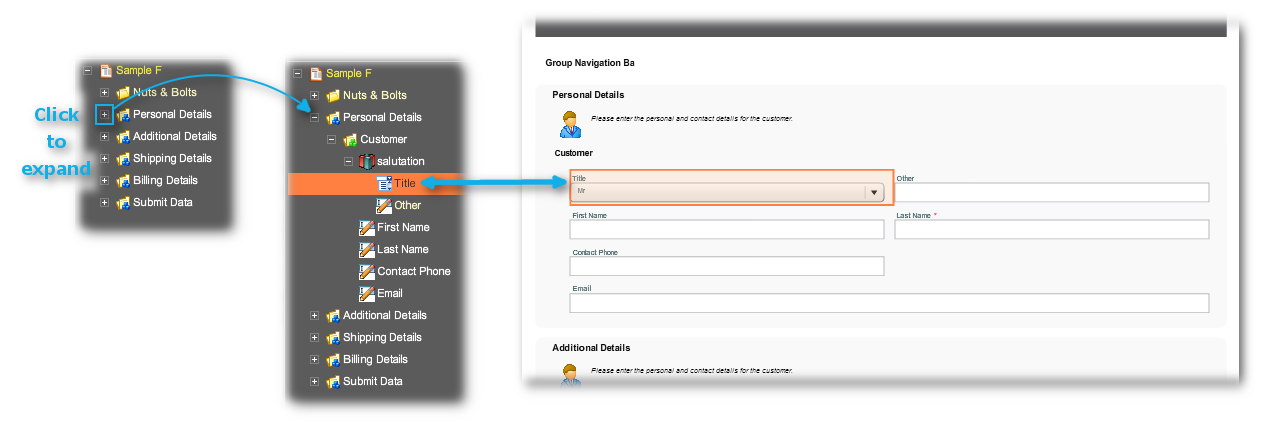 Showing the relationship between the Structure Panel and the Wireframe